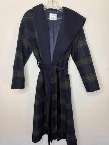 Wool hooded plaid coat - wool,